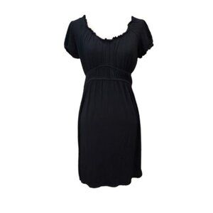 INC Short Sleeve Black Babydoll Midi  Dress - LNC